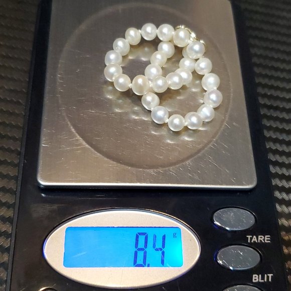 7 Inch Gold Over 925 Sterling Silver Cute Genuine White Pearls Bracelet - Picture 6 of 6